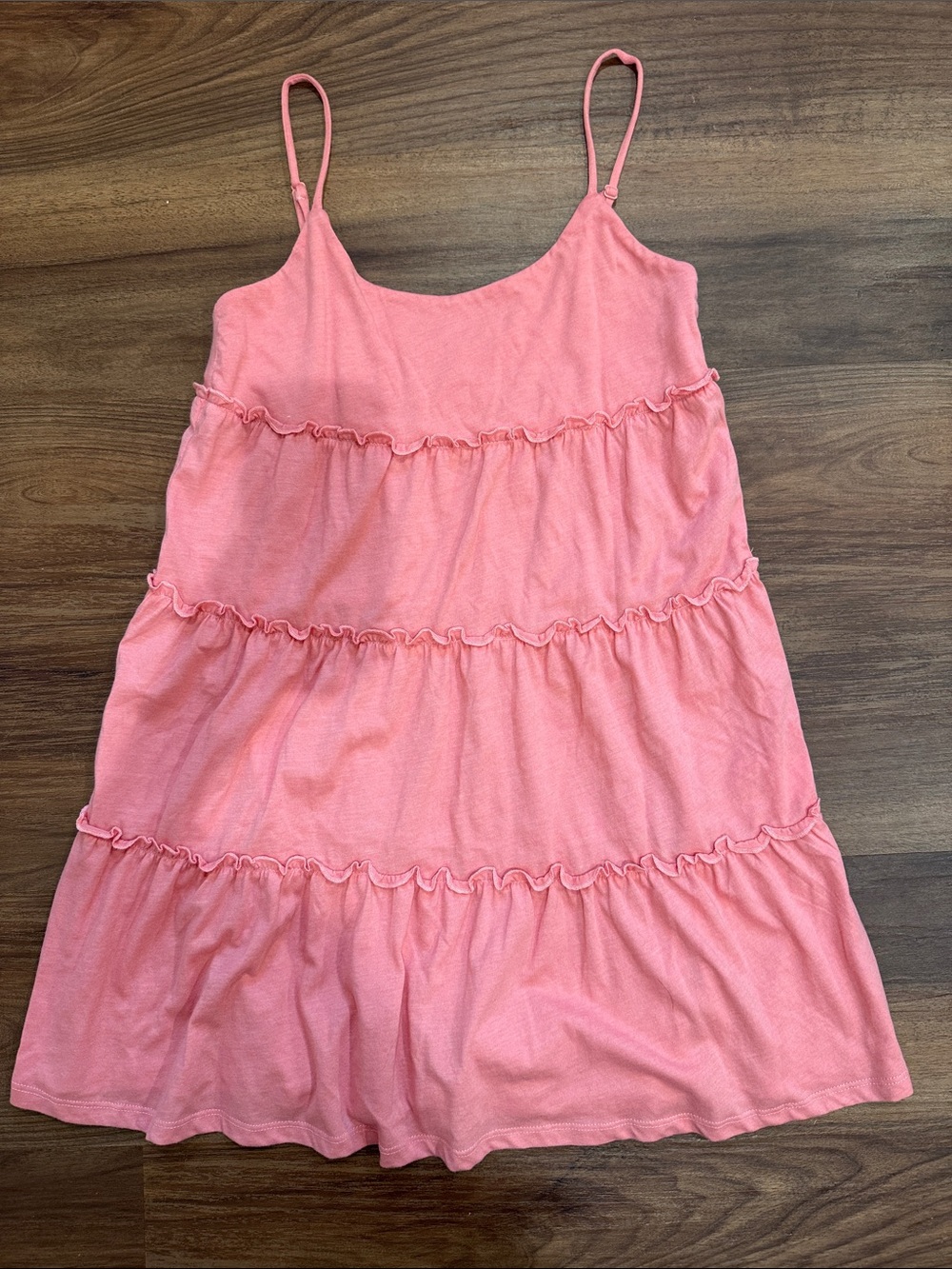 Z Supply Coral Pink Tiered Spaghetti-Strap Dress